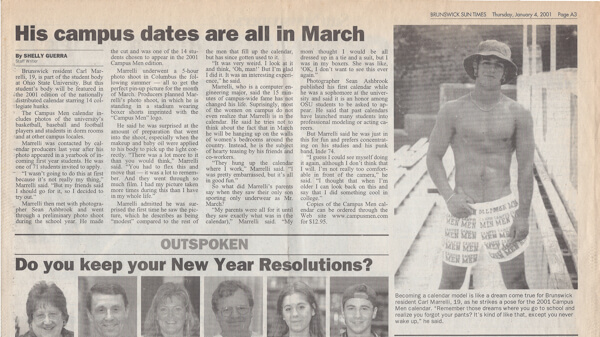 Brunswick Student in Male Calendar