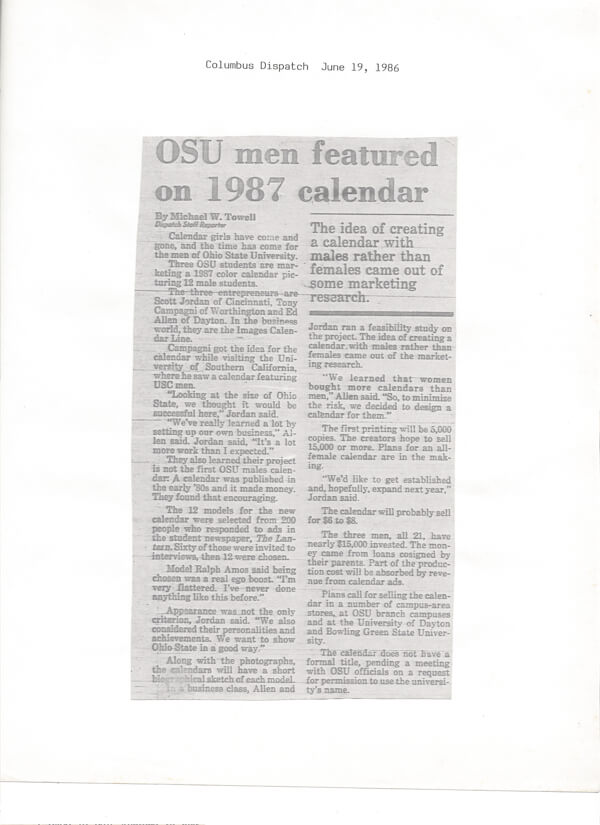 College Entrepreneurs Publish Male Calendar