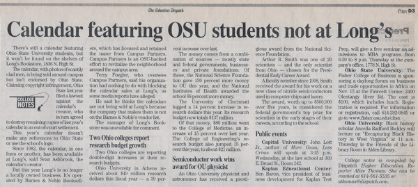 Male College Student Calendar Sales