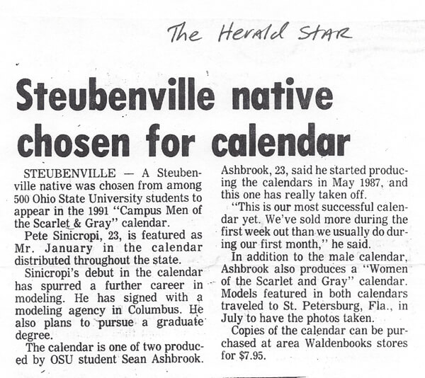 Steubenville Male Male Calendar