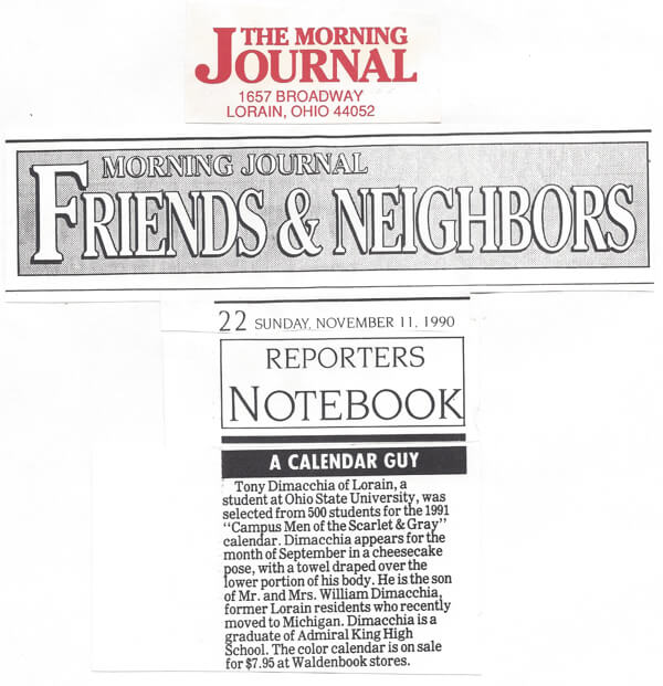 Lorain Student in Male Calendar