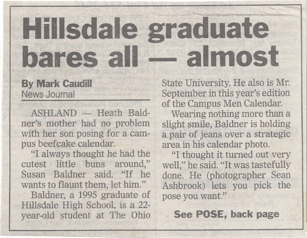 Hillsdale Student in Beefcake Calendar