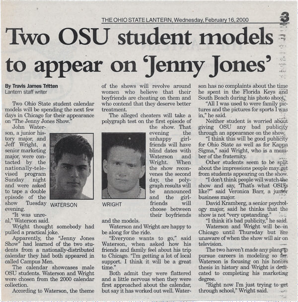 Two OSU student models to appear on Jenny Jones Show