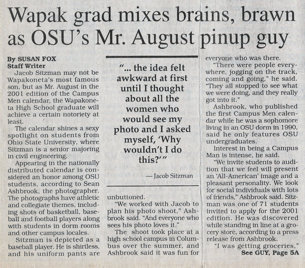 Wapakoneta Student in Male Calendar